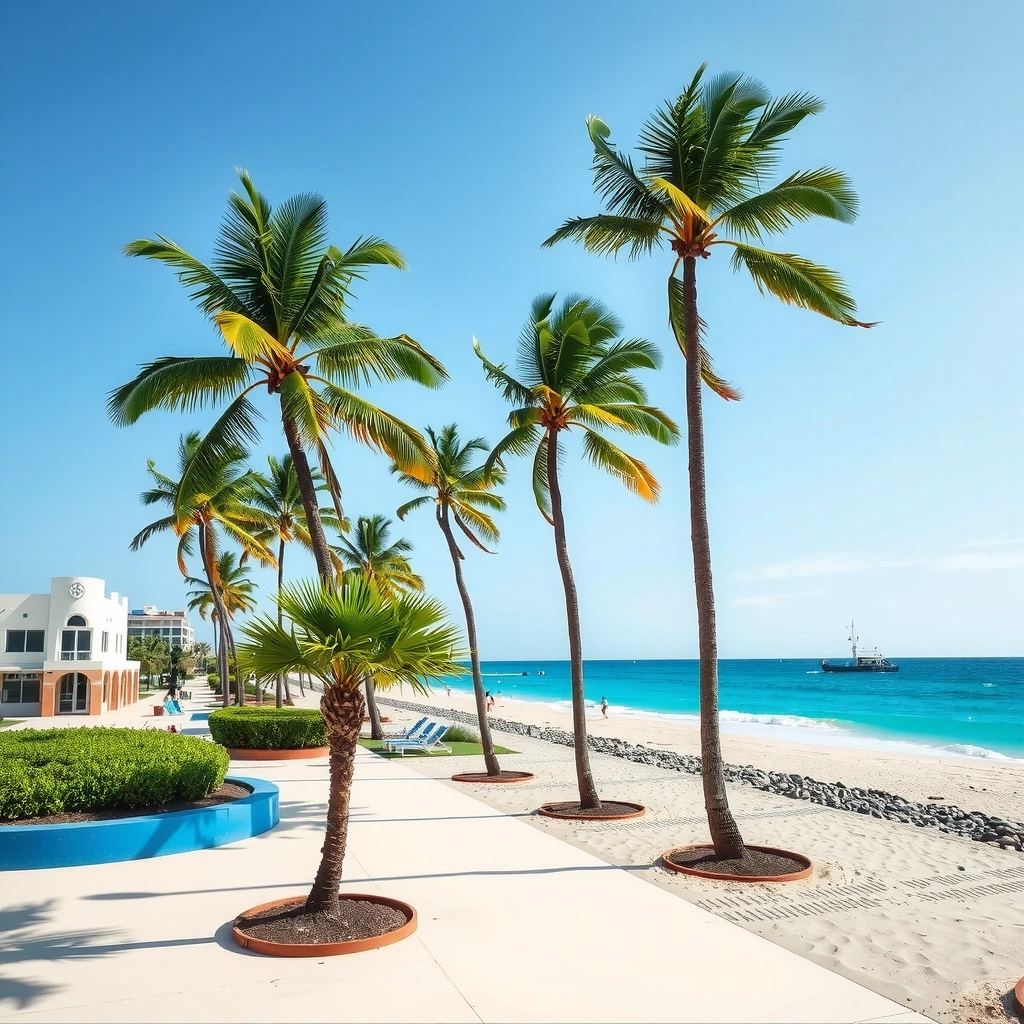 Майами-бич с пальмами